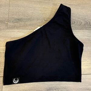 Lazuli Label one shoulder top in black